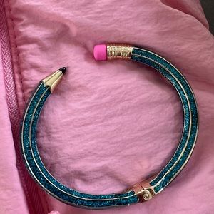 NWOT Blue Glitter Betsy Johnson Hinged Cuff Bracelet